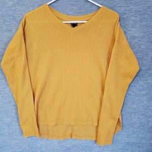 Art Class Sweater Womens XL Yellow Knit V neck Pullover